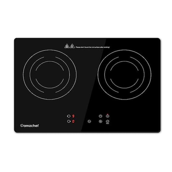 amzchef 20.5 in. 2 Elements Ceramic Dual Induction Cooktop in Black ...