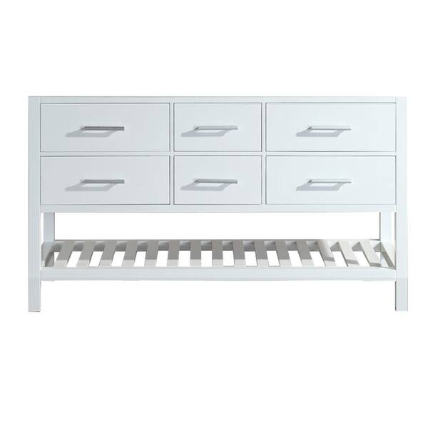 Design Element London 59.5 in. W x 21.5 in. D Vanity Cabinet Only in White with Open Bottom