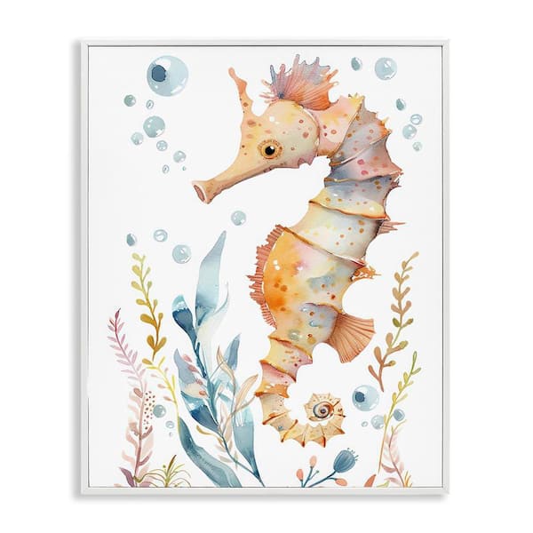 Stupell Industries Soft Seahorse Underwater by Franklyn Gregory White Framed Animal Giclee Art Print 30 in. x 24 in.