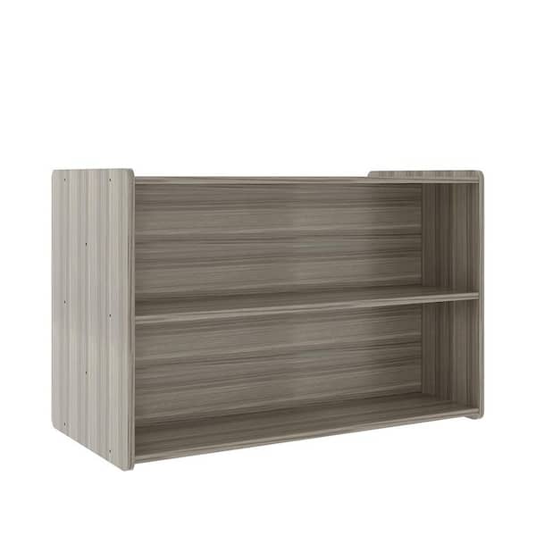 TOT MATE 46 in. W x 30.5 in. H, 2-Level Laminate Toddler Double Sided Preschool Storage Shelf, Shadow Elm Gray