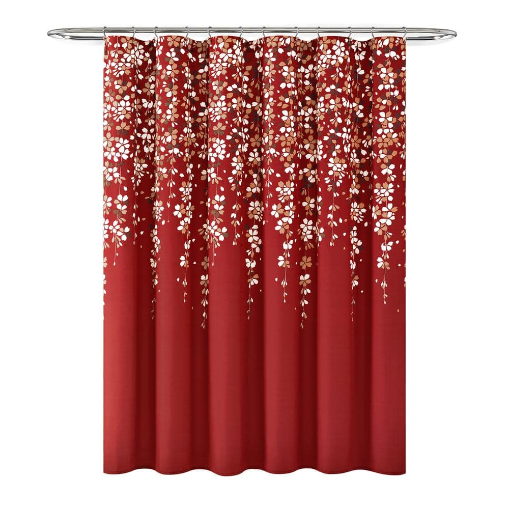 VEHFA Red Monogram Letter X with Red Floral Shower Curtain