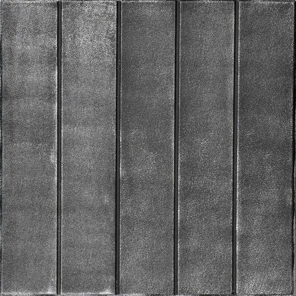 A La Maison Ceilings Bead Board Black Silver 1.6 ft. x 1.6 ft. Decorative Foam Glue Up Ceiling Tile (21.6 sq. ft./case)