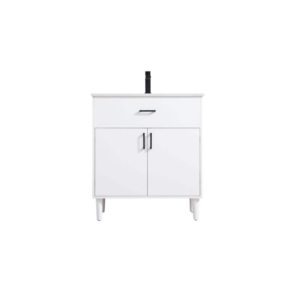30 in. Single Sink White Bath Vanity with White Engineered Marble Top price history on PriceWatchPro