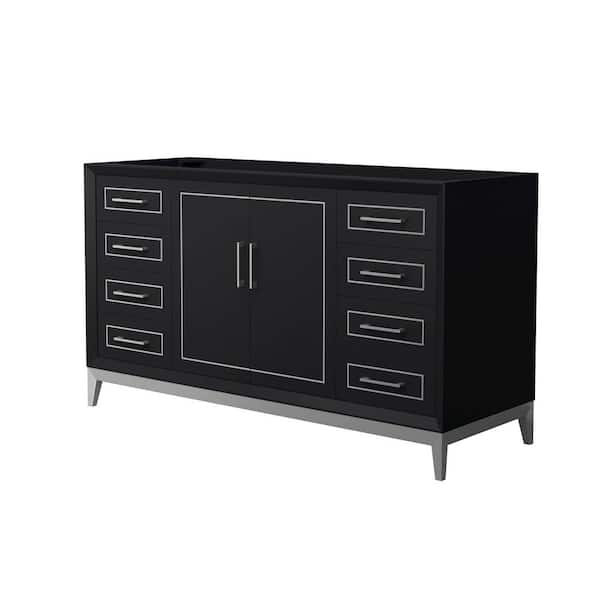 Wyndham Collection Marlena 59.75 in. W x 21.75 in. D x 34.5 in. H Single Bath Vanity Cabinet without Top in Black