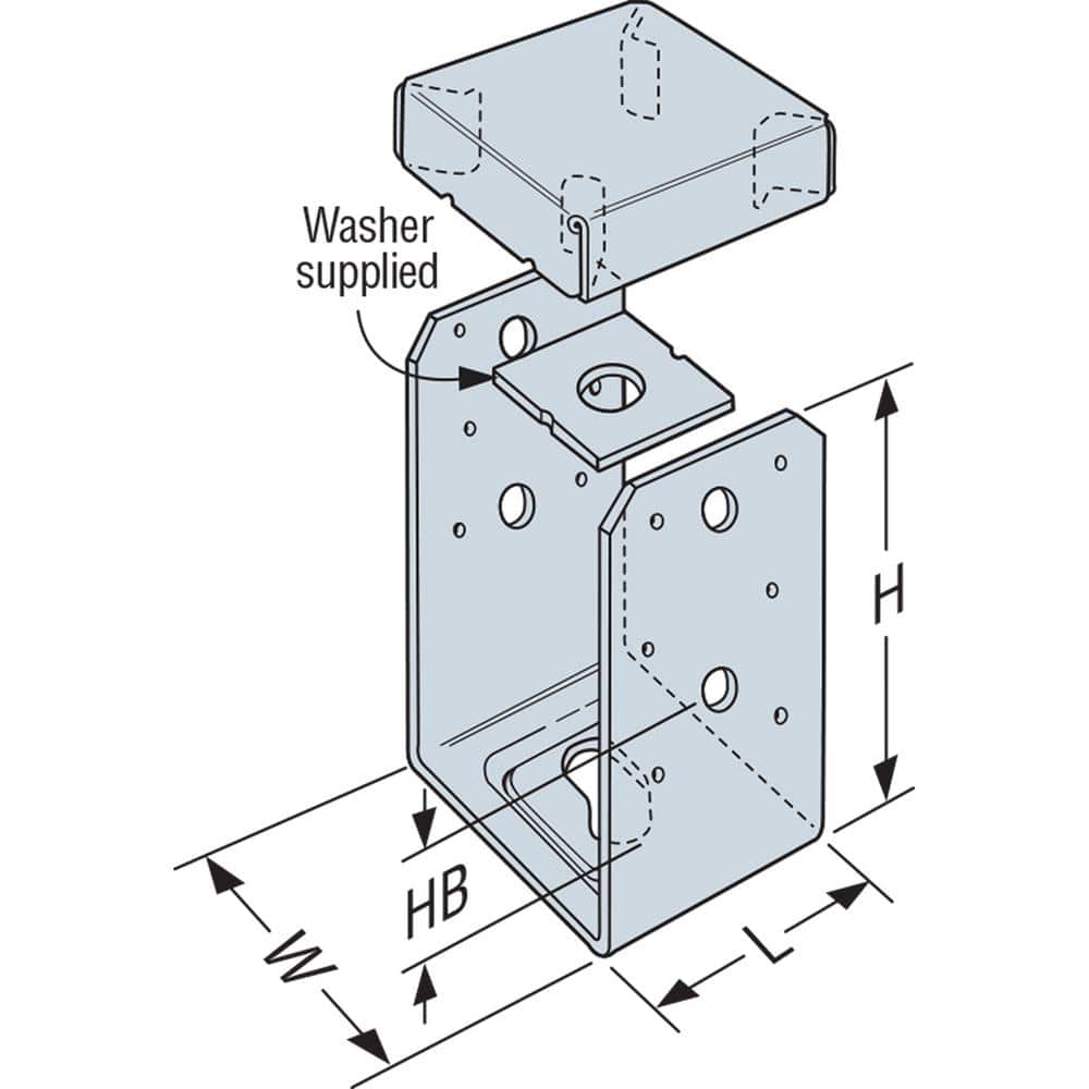 ABU Stainless-Steel Adjustable Standoff Post Base for 4x4 Nominal Lumber - Picture 2 of 8