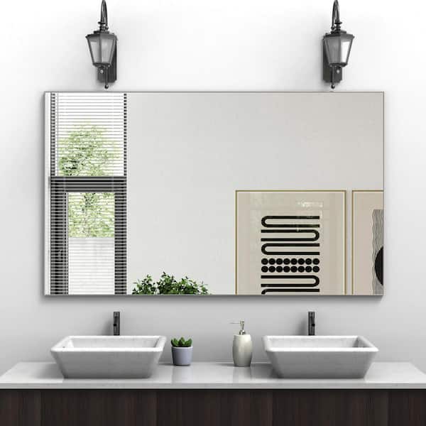 Unbranded Silver 36 in. W x 60 in. H Modern Rectangle Aluminum Framed Mirror Wall Mirror Bathroom Mirror