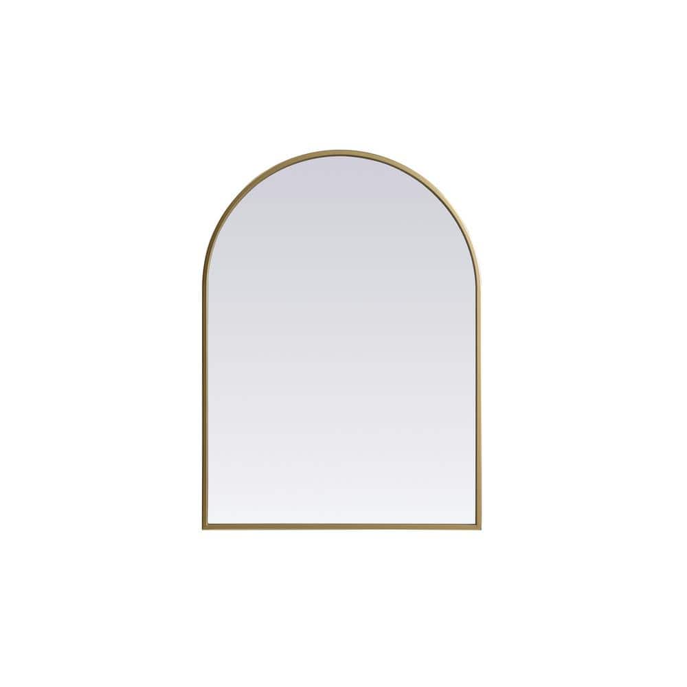 Simply Living 22 in. W x 30 in. H Arch Metal Framed Brass Mirror
