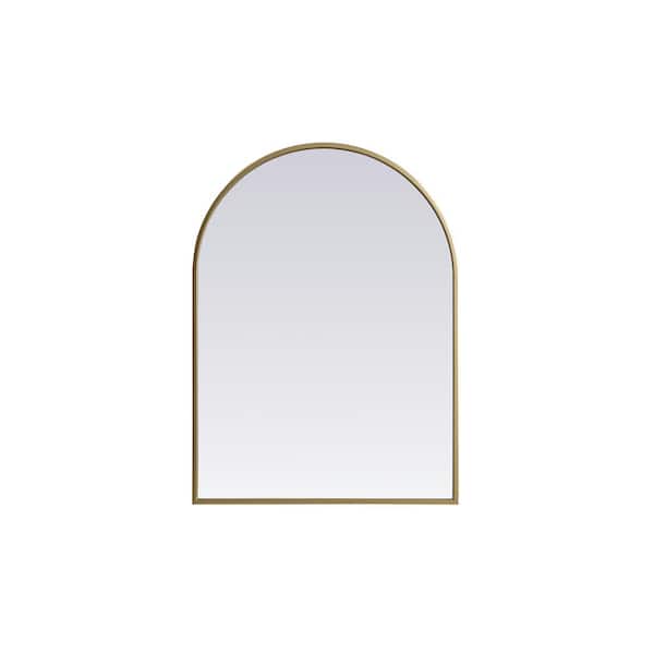 Unbranded Simply Living 22 in. W x 30 in. H Arch Metal Framed Brass Mirror