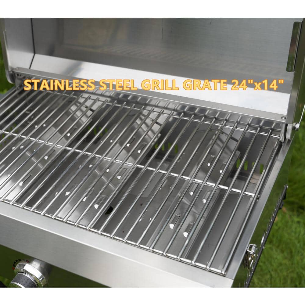 Onlyfire 24" Stainless Steel 3-Burner Portable Propane Grill with Foldable Legs