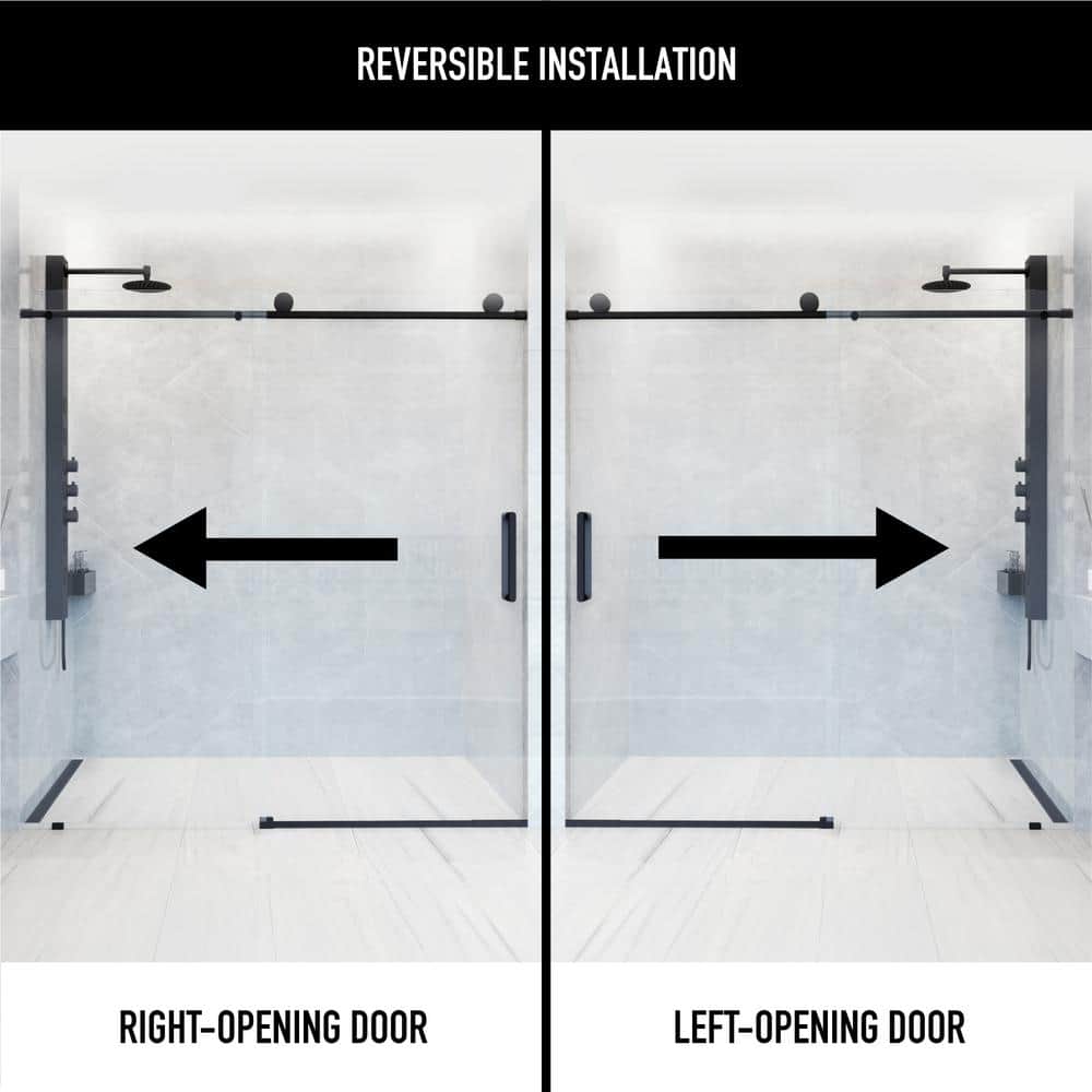 Elan 76" High x 60" Wide Frameless Sliding Shower Door in Matte Black