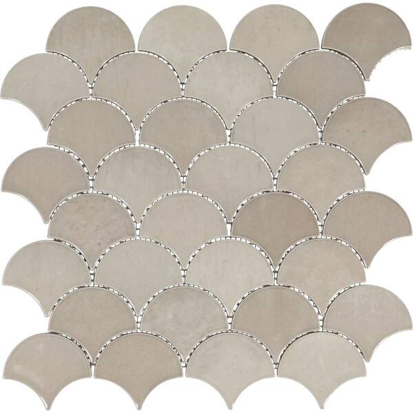 Mosa♡ Daltile Miramo Sand 13 in. x 13 in. Glazed Ceramic Fan Mosaic Tile