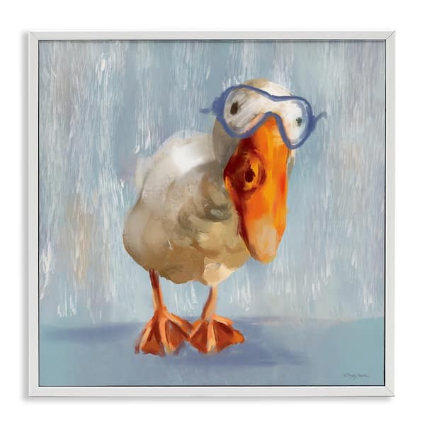 Stupell Industries Goose with Scooba Mask by Molly Mattin White Framed Animal Giclee Art Print 24 in. x 24 in.