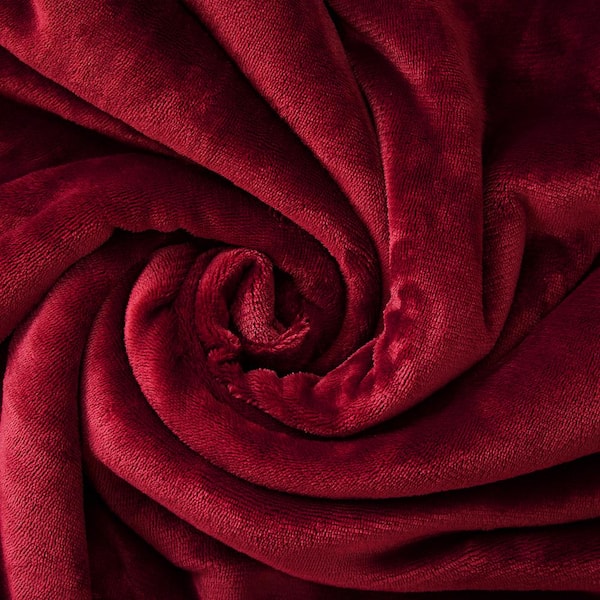 Jml Burgundy Microfiber Twin Sherpa Blanket, Red