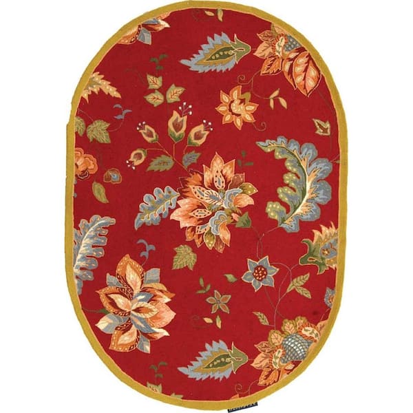 SAFAVIEH Chelsea Red 5 ft. x 7 ft. Oval Floral Area Rug