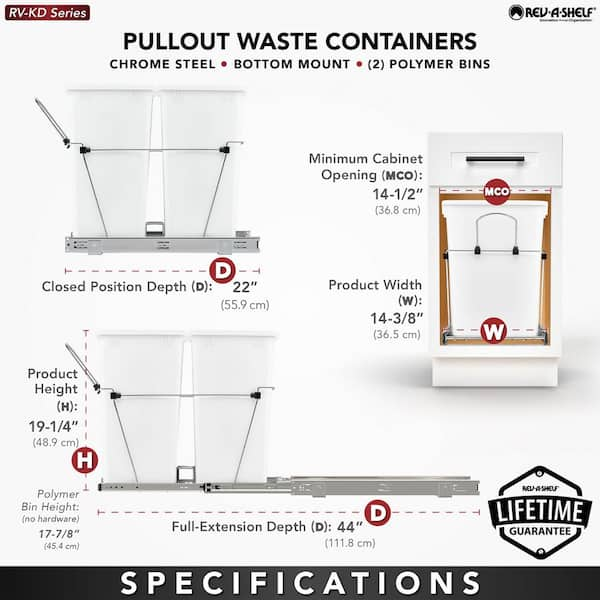 Double 35 qt Pullout Waste Bins