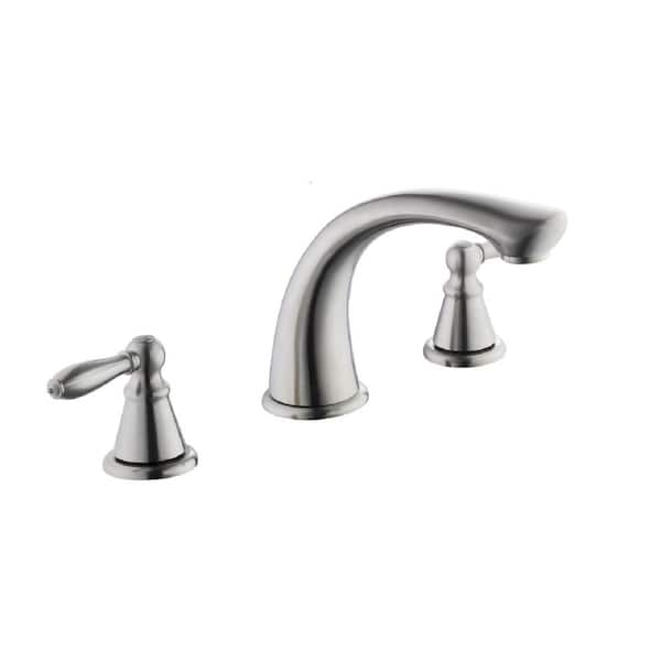 Glacier Bay 2500 Series 2-Handle Deck-Mount Roman Tub Faucet in Brushed Nickel