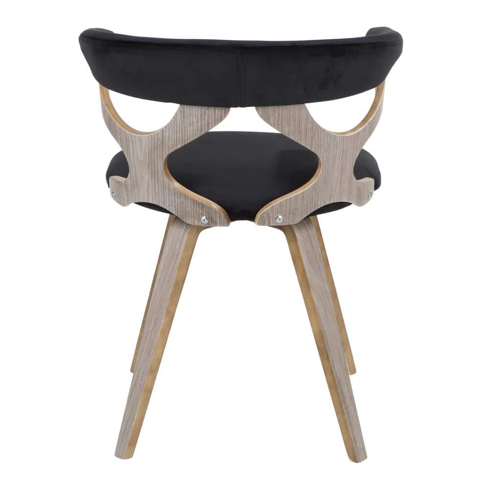 Black Velvet Upholstered Side Chair with Swivel Seat