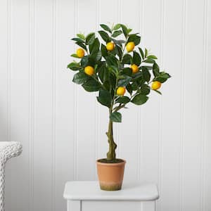 28 in. Artificial Lemon Tree in Decorative Planter