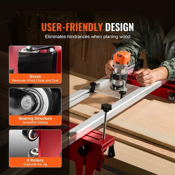 Router Sled, 60 in. Portable and Adjustable Slab Flattening Jig DIY Woodworking Router Sled for Flattening Slabs