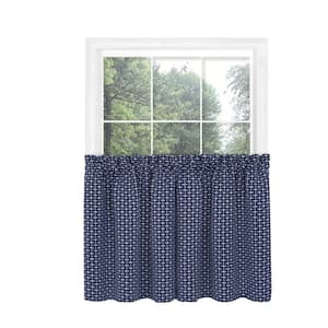 Bedford Light Filtering Window Curtain Tier Pair - 58 in. W x 24 in. L - Navy