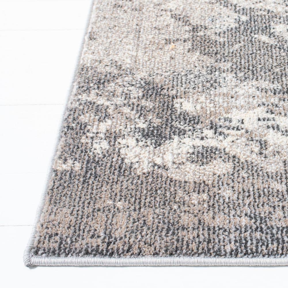 Beige and Grey Abstract 3' x 5' Synthetic Area Rug