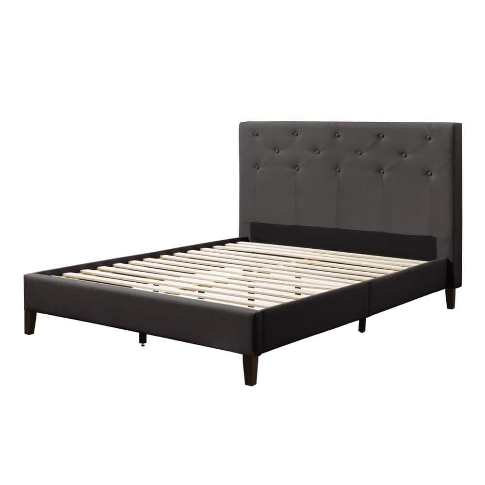 Nova Ridge Dark Grey Fabric Double/Full Diamond Button-Tufted Bed -  CorLiving, BRH-101-D