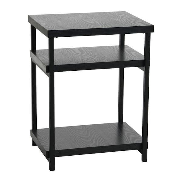 HOUSEHOLD ESSENTIALS Jamestown 3 Tier End Rectangular Table, 23.6''H x 17.46''W, Black Oak