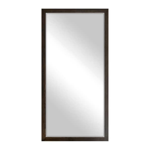 Large 2in Beveled (30 in. W x 63.5 in. H) Wooden Ebony Rectangle Wall Mirror