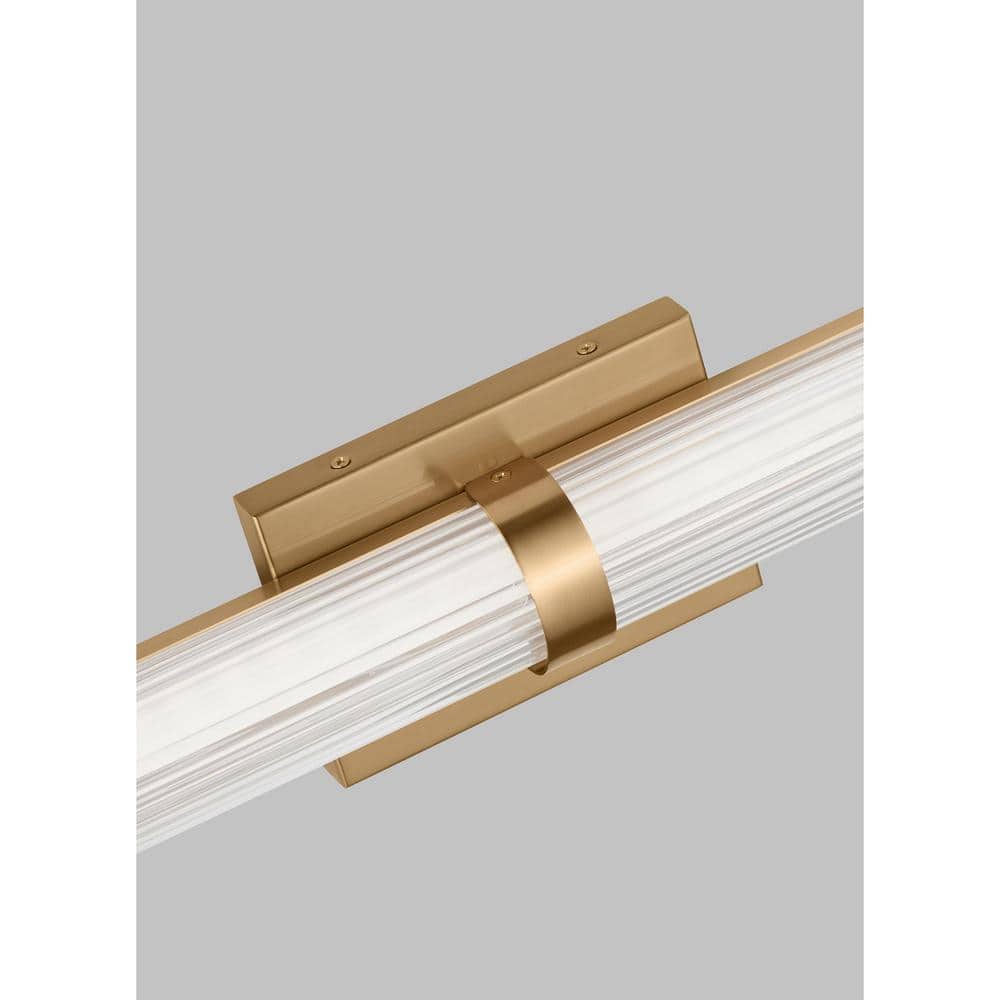 Satin Brass LED Cylinder Wall Sconce with Frosted Acrylic Diffuser