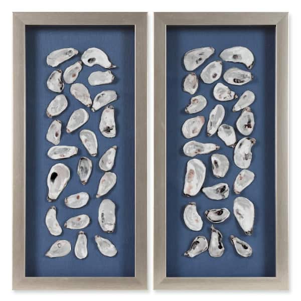 Sympathie works 【SW37】Dust Shell オマケ付 American Art Decor 2-Piece Mixed Coastal Wall Art Set Blue Linen