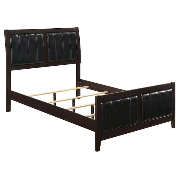 Coaster Carlton Brown Wood Frame Queen Panel Bed with Upholstered