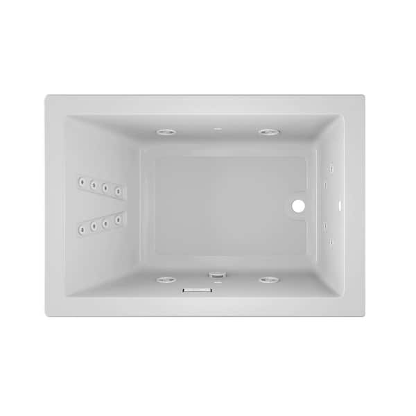 SOLNA 60 in. x 42 in. Acrylic Rectangular Drop-in Reversible Whirlpool Bathtub in White