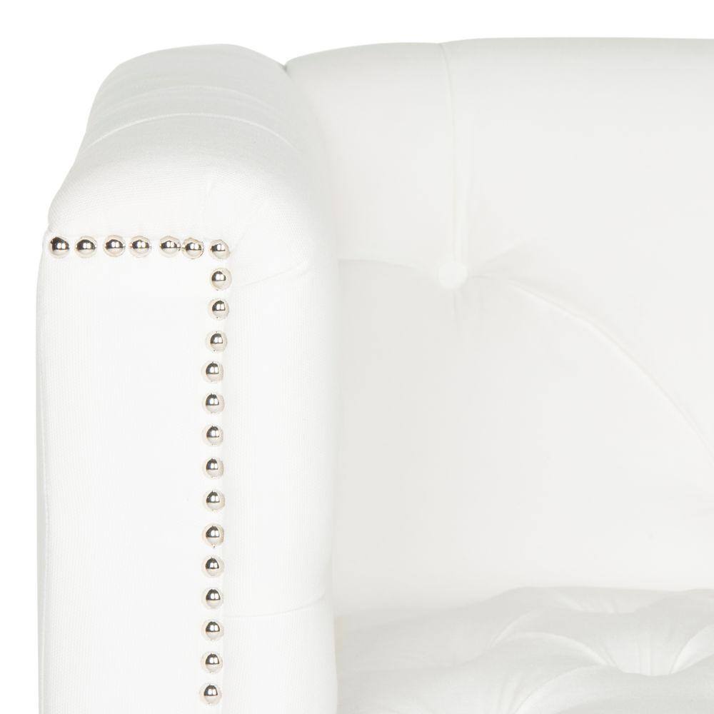 White Tufted Acrylic Barrel Accent Chair with Nailhead Trim