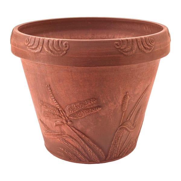 Arcadia Garden Products Dragonfly 12-1/2 in. x 10 in. Terra Cotta PSW Pot