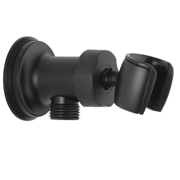 Delta Adjustable Round Hand Shower Wall Elbow in Matte Black U4985BL