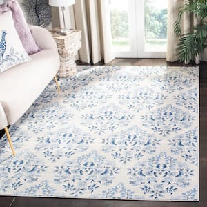 Brentwood Cream/Blue Doormat 3 ft. x 5 ft. Floral Area Rug