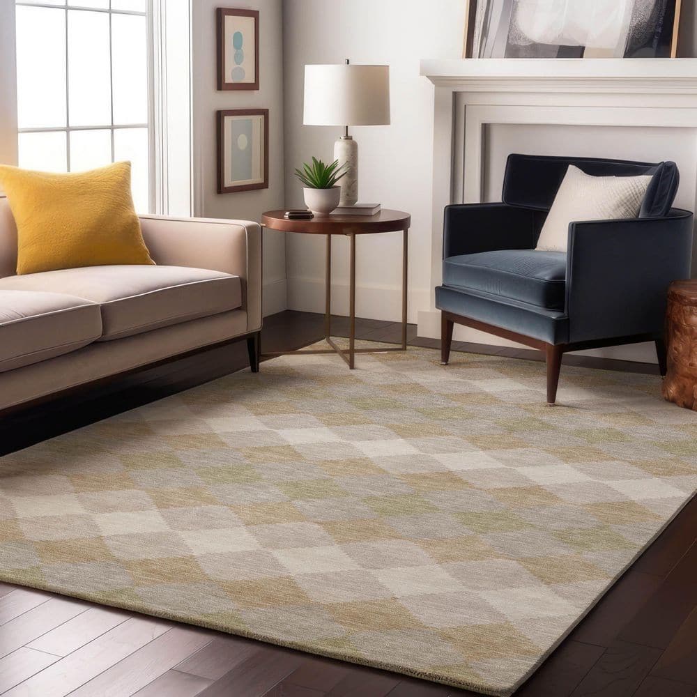 Mayfield Premium Machine Washable Abstract AMF1007 Beige 3 ft. x 4 ft. Area Rug price history on PriceWatchPro