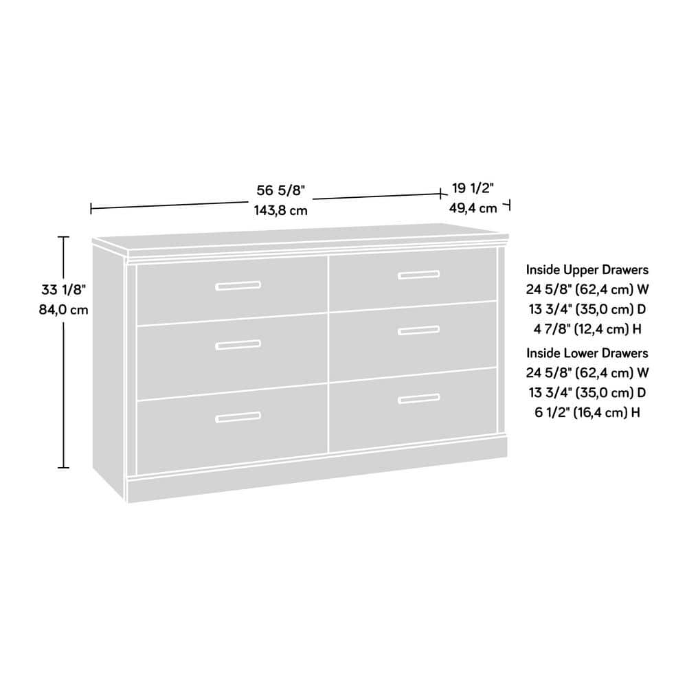 Prime Oak Double Dresser with Black Hardware and Deep Drawers