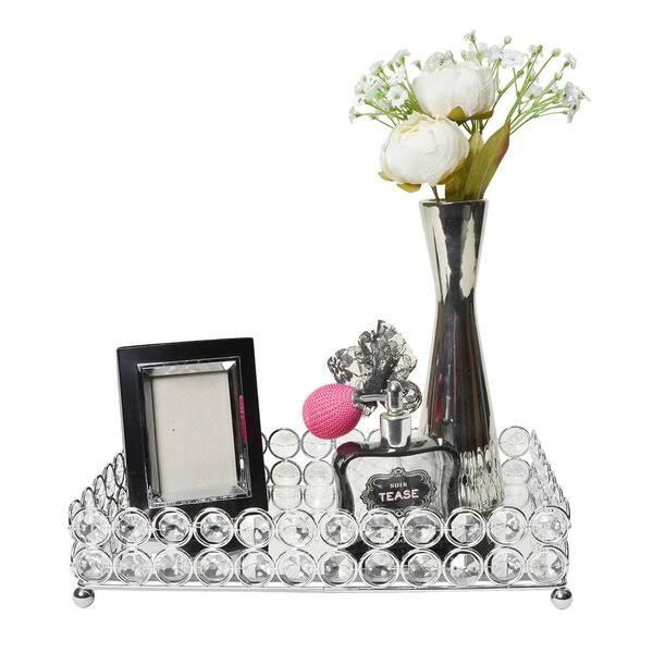 Elegant Designs 10 5 In Chrome Elipse Crystal Decorative Mirrored Jewelry Or Makeup Vanity Organizer Tray Hg1010 Chr The Home Depot Elegant Designs 10 5 In Chrome Elipse, Silver Mirror Tray Decor
