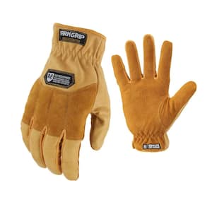 Husky Large Grain Cowhide Water Resistant Leather Work Glove HK86009-LCC6 -  The Home Depot