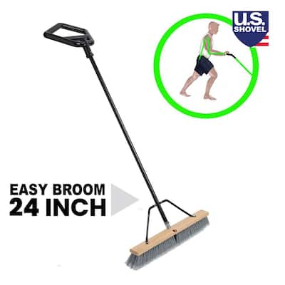 Rubbermaid Jumbo Smooth Sweep Angled Broom, 46 inch Handle, Black/Yellow, 6/Carton - RCP638906BLACT