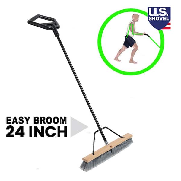 US.SHOVEL Easy Back 24 in. Indoor and Outdoor Ergonomic Push Broom ...