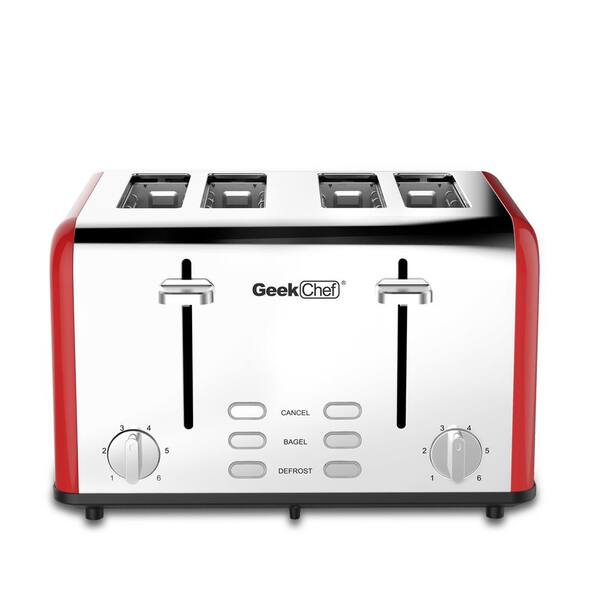 Tatahance Geek Chef 1650-Watt 4-Slice Stainless Steel Long Slot Toaster
