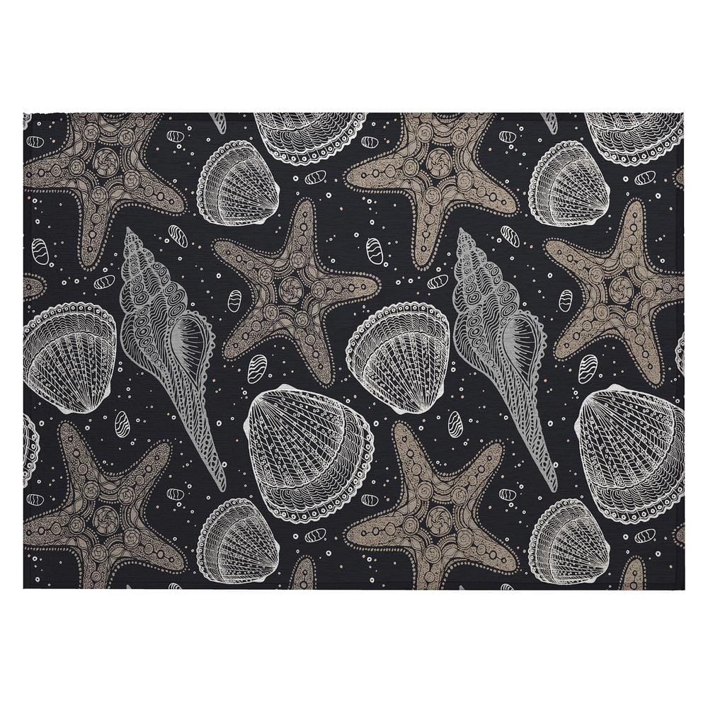 Surfside Black 1 ft. 8 in. x 2 ft. 6 in. Geometric Indoor/Outdoor Area Rug
