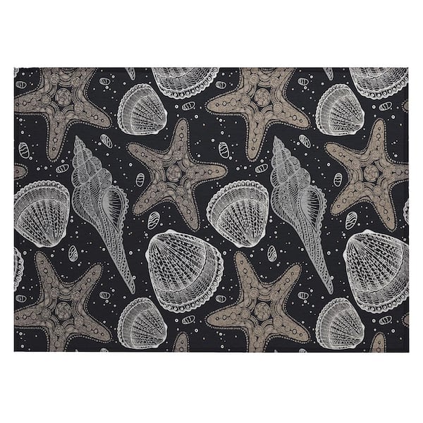 Addison Rugs Surfside Black 1 ft. 8 in. x 2 ft. 6 in. Geometric Indoor/Outdoor Area Rug