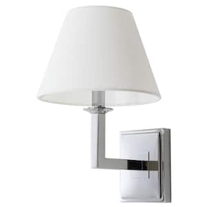 Pauline 4.5 in. 2-Light Chrome Wall Indoor Sconce with White Shade (Set of 2)