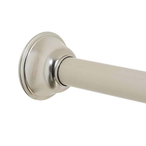 Zenna Home NeverRust Decorative Minial 44 in. - 72 in. Aluminum Adjustable Tension No-Tools Shower Rod in Nickel