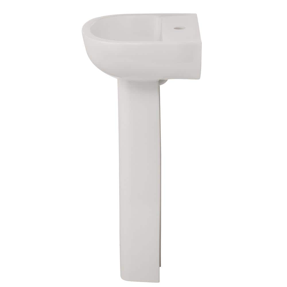 Compact White Vitreous China Pedestal Bathroom Sink with Overflow