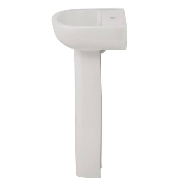 Barclay Products Compact 450 18 in. Pedestal Combo Bathroom Sink with 1 Faucet Hole in White