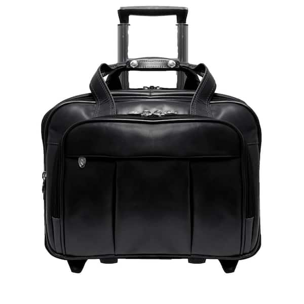 McKlein Damen Detachable-Wheeled Leather Laptop Case, Black